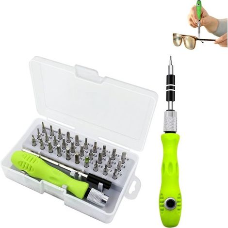 Kit di attrezzi di riparazione con cacciavite magnetico di precisione 32 in 1 e asta di prolunga (1/4)