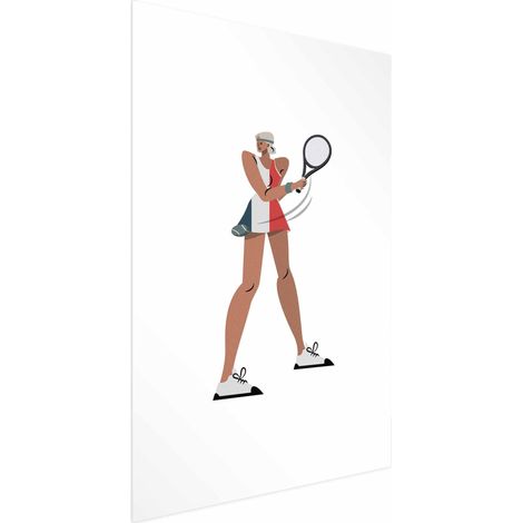 Poster – Tennisspieler mit Schläger auf weißem Hintergrund – Illustration