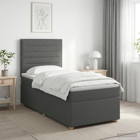 Cama box spring con colchón Gris oscuro 100 x 200 cm Tela (1/5)