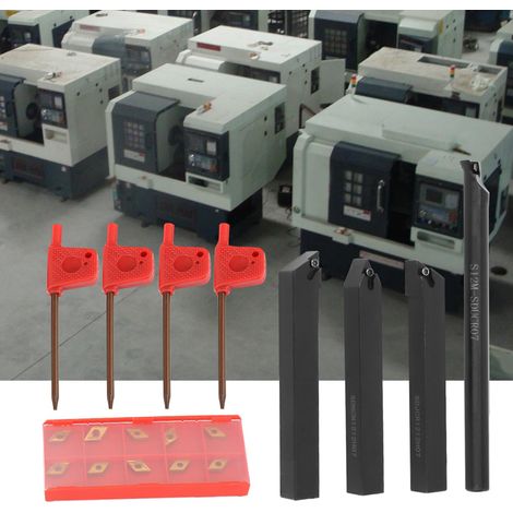 10 plaquettes de coupe en carbure DCMT070204, 4 barres d'alésage à queue droite de 12 mm, 4 clés (1/5)