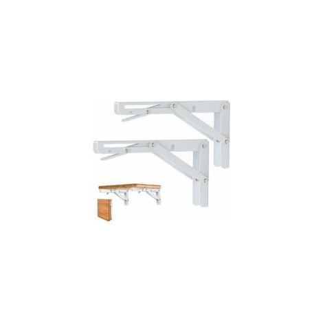 Regalträger, 2er-Set, 300 mm, klappbar, Wandmontage, Edelstahl, Tragkraft 60 kg, weiß – Crezuo