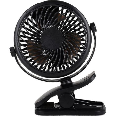 Ventilatore da scrivania USB, ventilatore da tavolo, mini ventilatore a clip, ventilatore portatile a 3 velocità, ventilatore per passeggino alimentato tramite USB - Nero (1/5)