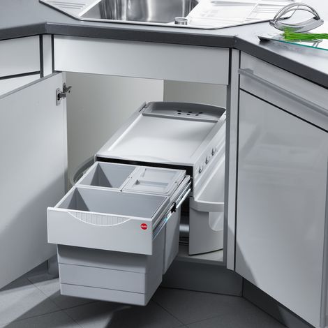 Hailo Rondo, 3-fach Einbau-Mülleimer, 360° drehbar, Eckschrank Küche (1/5)