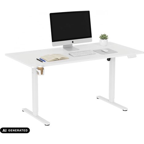 Schreibtisch Worktime 160 x 80 elektrisch höhenverstellbar weiß hjh OFFICE (1/5)