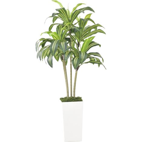 Arbre de dragon artificiel 120 cm, Grande plante artificielle en pot blanc, Décoration intérieur/extérieur maison, bureau, jardin (1/5)