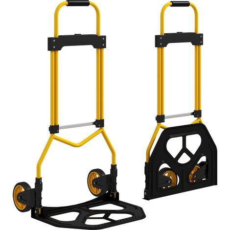 Carrello Portapacchi con Maniglia Telescopica, Portata 60kg, Telaio Acciaio, Giallo (1/5)
