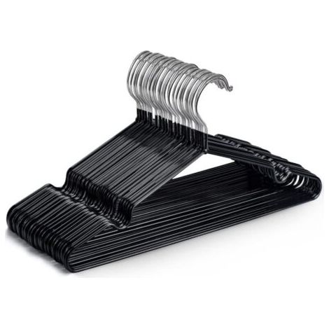 Lot de 20 cintres en métal noir de haute qualité, 40,5 x 19,5 x 0,41 cm, gain de place, adaptés aux armoires (1/5)