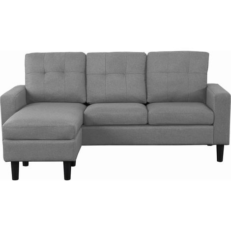 3-Sitzer-Ecksofa aus dunkelgrauem Stoff BELFAST