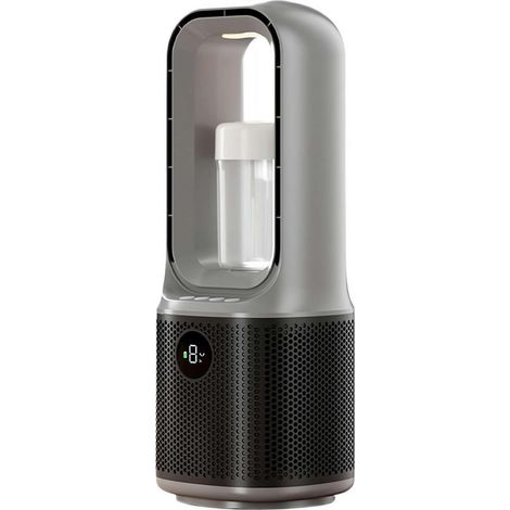 3-in-1-Ventilator ohne Flügel mit Luftreiniger, Innenheizung, Ventilator und HEPA-Filter-Kombination, Neigungsschalter, 90° oszillierender Turmventilator, Fernbedienung, Touch-Grau