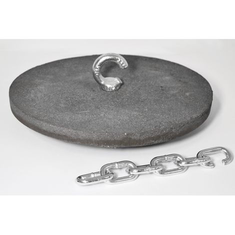 CA152A - Deflector de 30 cm + Cadena + Tornillo - Deflector con asa para estufa, placa deflectora, deflector de hierro fundido para caldera de calefacción (1/5)