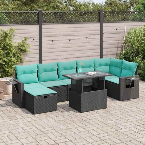 vidaXL Salon de jardin avec coussins 8 pcs gris résine tressée acacia (1/5)