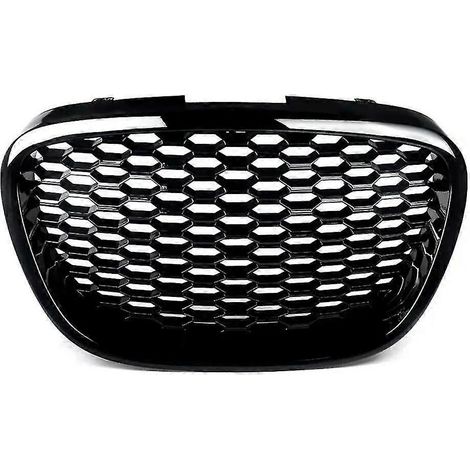 Frontgrill für SEAT LEON MK2 1P1 (2006–2009), schwarz, Wabengitter, ohne Emblem, Sport-Renngrill – glänzend schwarz