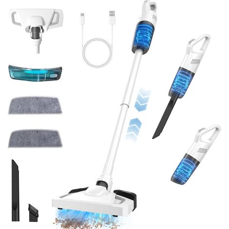 Aspirateur Balai sans Fil, Aspirateur Eau et Poussière sans Fil pour Sols Durs, Aspirateur avec Fonction d'essuyage, Idéal pour Sols Durs, Tapis et Poils d'animaux (1/5)