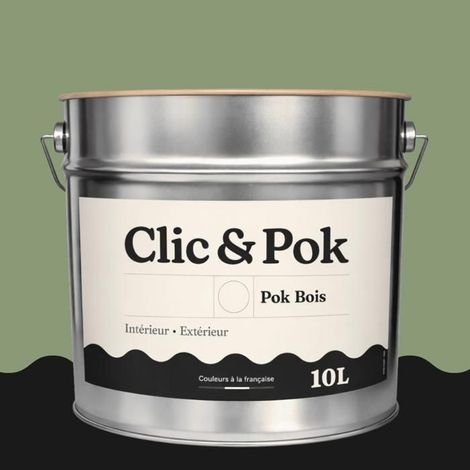 Peinture Bois Extérieur – POK BOIS - 10L - RAL 6021 - Vert pâle- Résistante aux intempéries - Ne s'écaille pas