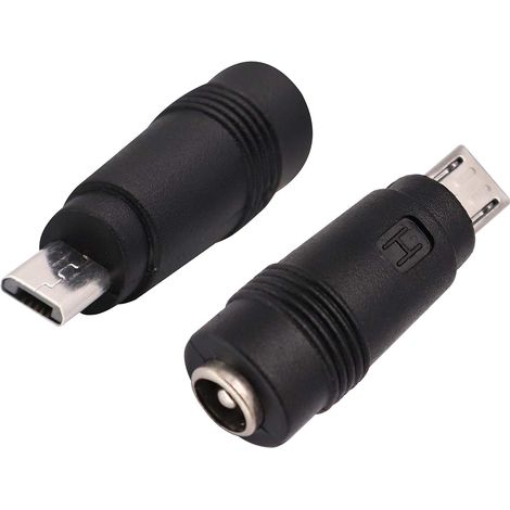 Micro DC Adaptateur Secteur DC5.5x2.1mm vers Micro USB 5V DC Alimentation Câble de Chargement Connecteur pour Téléphone Portable, Tablette, MP3 et Appareil Micro USB. (2-Pack-Micro) (1/5)