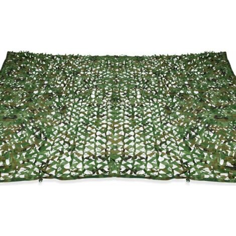 Voile d'ombrage rectangulaire 3x5m camouflage vert – Polyester tissé perforé – Protection solaire pour terrasses et jardins