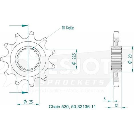 Pignon de sortie de boite Esjot pour Quad Polaris 330 Trail