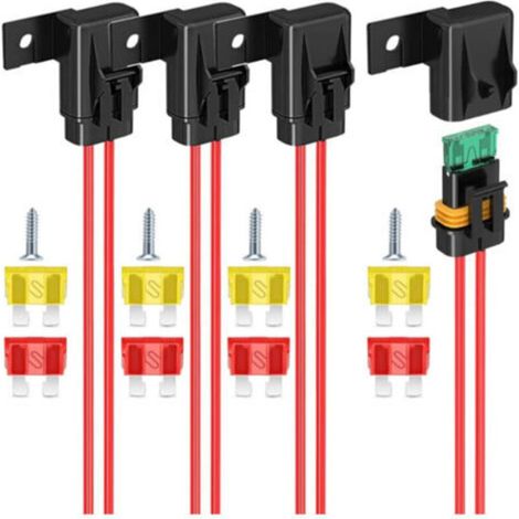 Portafusibili impermeabili IP67, confezione da 4 – ATC/ATO, 12 AWG, 20A / 30A / 40A per veicoli, imbarcazioni e autobus