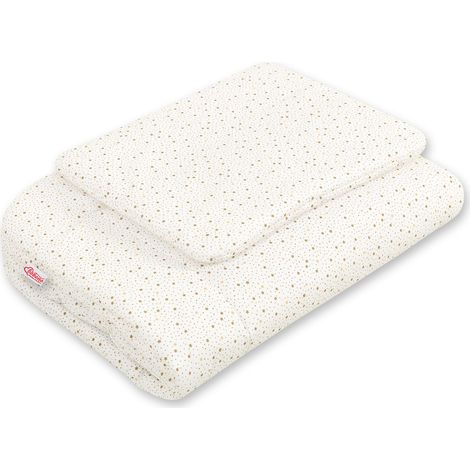 Juego de cama para bebé con relleno, 2 piezas, 75x100cm RECIÉN NACIDO - mini estrellas doradas (1/2)