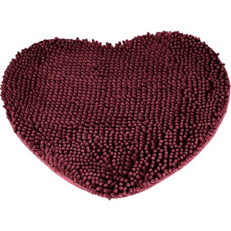 Tapis De Bain Chenille - Forme Coeur - Antidérapant Absorbant - Pour Salle De Bain Chambre Ou Salle De Mariage - 1 Pièce (1/5)