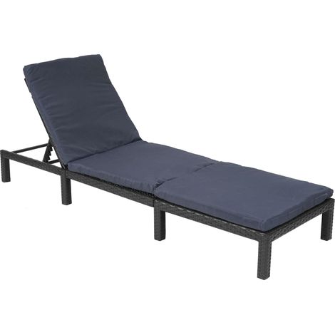 Poly-Rattan Sonnenliege HHG-605, Relaxliege Gartenliege Liege Basic anthrazit, Kissen grau