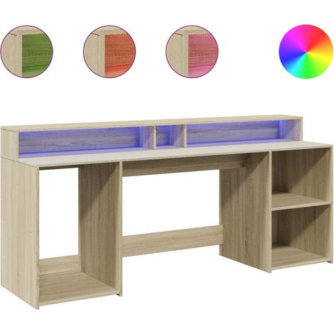 Maison Exclusive - LED-Schreibtisch Sonoma-Eiche 200x55x91 cm Hol