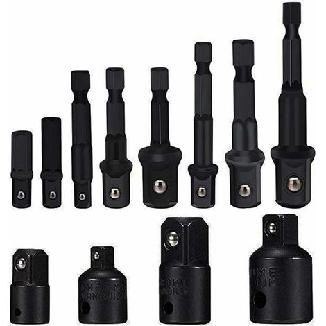 Socket Adaptor Converter Set Clé d'écrou de forets à queue hexagonale 8 pièces socket Extension Adaptateur Bit Set Lot de 4 Adaptateurs Réducteurs Pour Clés à Rochet/Clé à Douille