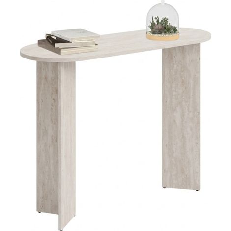 Console ovale MARTHE in legno effetto travertino (1/5)