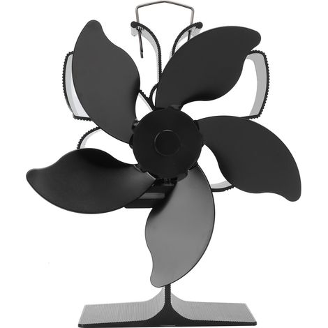 Heat Powered Fireplace Fan Black Stove Fan 5 Blades Thermal Power High Temperature Proof Eco Friendly Energy Saving
