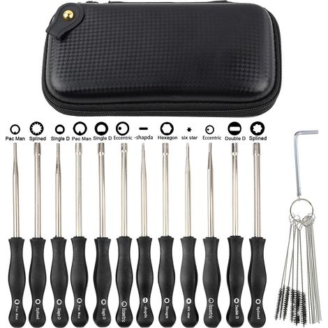 Set mit 12 Schraubendreher Vergaser-Einstellwerkzeug mit Reinigungsbürsten, Splined/Pac Man/Double D für Poulan Husqvarna STHIL Echo Motor Motorsense Kettensäge (1/5)