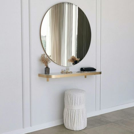 Miroir rond moderne avec bordure dorée Ø90 cm CODY (1/5)