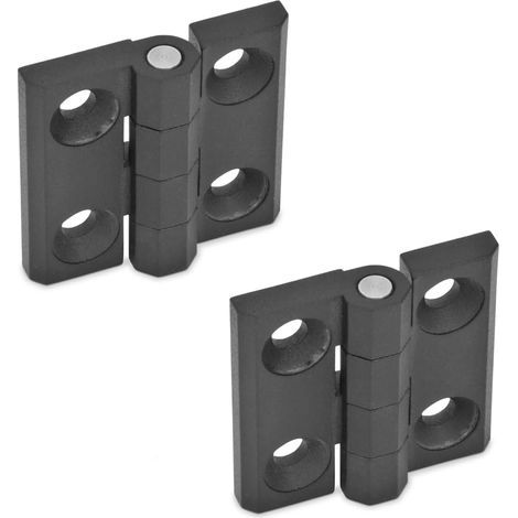Cerniera piatta pieghevole con foro, in lega di zinco, robusta, adatta per porte fisse, porte d'ingresso, porte da camera da letto, porte da giardino, 2 pezzi 4040 mm nera (1/5)