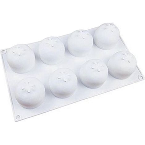 Orangefarbene Silikon-Kuchenform mit 8 Mulden für Schokoladenmousse, Gelee, Pudding und Gebäck (1/5)