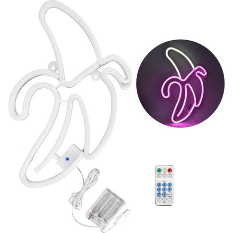 Lampe Néon LED Multicolore Banane Décoration Murale Restaurant Famille Fête Tête Blanche, Peau Rose (1/5)