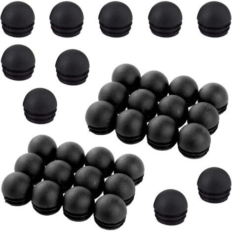 BUNTHAUS 25 mm gewölbte, gerippte Möbelbeine, Tische, Stühle, Einsätze, runde Endkappen, schwarze runde Stuhlrohrkappen, 50 Stück (1/4)