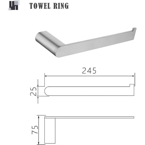 (Anneau porte-serviettes A) Brosse WC murale brossée, porte-papier toilette, barre porte-serviettes, porte-savon, étagères, accessoires de salle de bain en acier inoxydable (1/5)