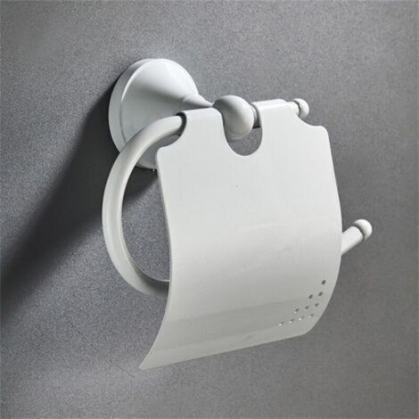 porte-papier toilette mural vintage, porte-papier toilette en laiton antique avec couvercle blanc (1/4)