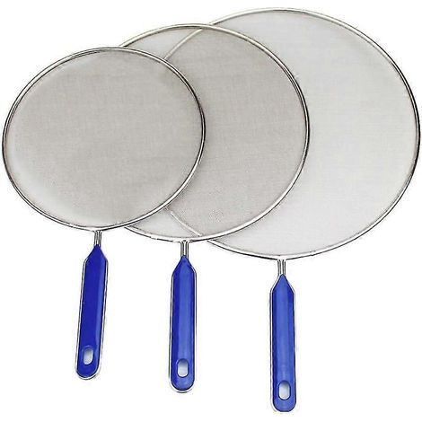 Lot de 3 pare-éclaboussures de graisse pour poêle à frire, protection en acier inoxydable, écran anti-éclaboussures d'huile chaude pour éviter les projections. (1/5)