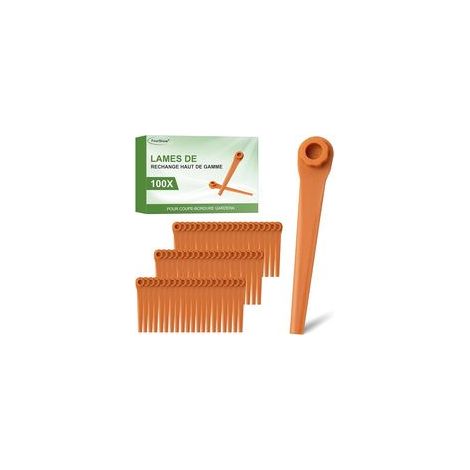 Lot de 100 lames de rechange PA6 RotorCut compatibles avec le Coupe-Bordures Gardena, Lame en plastique pour Gardena Coupe-Bordures sans Fil
