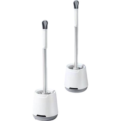 Cet ensemble brosse de toilette haut de gamme en deux parties, comprenant un support, ne nécessite aucun perçage et est doté d'un manche robuste et de poils durables, parfait pour le nettoyage de la
