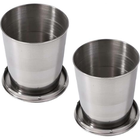 Lot de 2 gobelets pliables en acier inoxydable, tasse pliable en acier inoxydable, mug de voyage pliable en acier inoxydable (1/5)