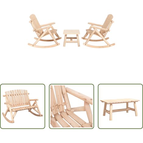 vidaXL Bois d'épicéa - Ensemble de salon de jardin 3 pcs bois massif d'épicéa (1/5)
