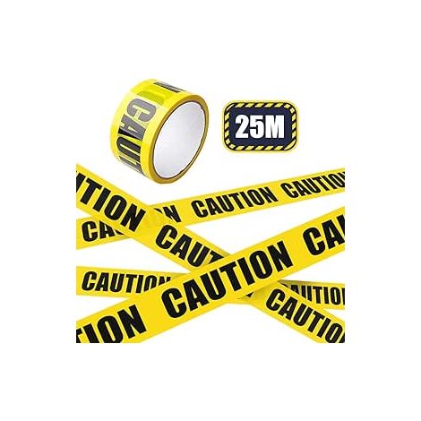 Ruban d'avertissement, ruban de marquage au sol jaune et noir (4,8 cm x 25 m), bande de signalisation de sécurité pour décoration d'Halloween ou zone dangereuse (1/5)