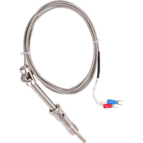 Set aus 2 Thermoelement-Sonden vom Typ K mit Druckfeder, geschütztem Messdraht, Federsonde für industrielle Anwendungen, Länge 2 Meter, hochpräziser Temperatursensor. (1/5)