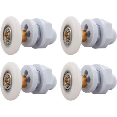 Roulettes Porte de Douche, 4 Pièces Roulette Porte Coulissante Douche en Laiton, Roulette Porte Coulissante, pour Remplacement de Douche Coulissante Verre Porte Coureurs Rouleaux (27MM) (1/5)