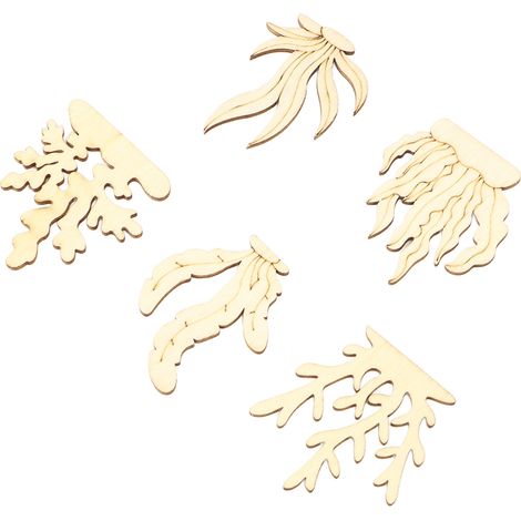 copeaux de bois peints en forme d'algues et de corail, matériel de peinture et d'activités manuelles éducatives pour enfants (1/5)