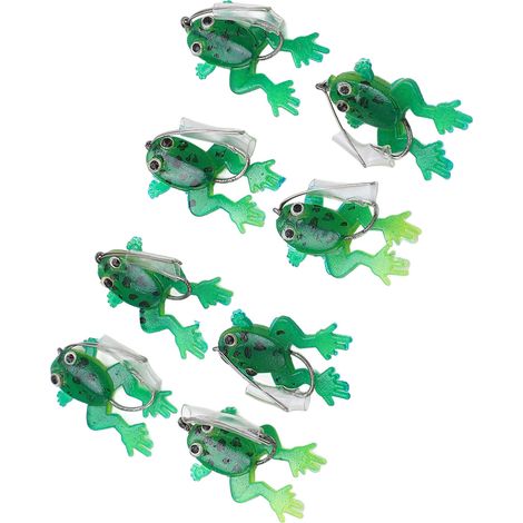 Lot de 8 leurres souples de pêche en forme de grenouille sauteuse, petits appâts flottants de surface pour la pêche en eau douce et en eau salée (1/5)