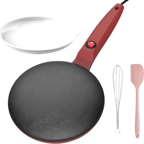 Crêpière électrique, Crêpière électrique  Machine à crêpes portable, poêle à crêpes instantanées de 19,8 cm, chauffante, poêle à crêpes électrique, contrôle automatique de la température (1/5)
