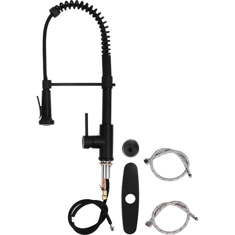 Robinet de cuisine extractible noir G1/2, mitigeur eau chaude froide, flexible, pour évier et lavabo domestique (1/5)