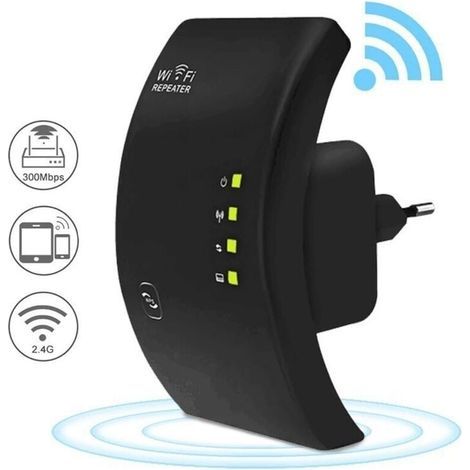 Repetidor WiFi, potente amplificador WiFi, extensor WiFi N300, amplificador de señal WiFi, 1 puerto Ethernet, cobertura de hasta 200 m², fácil de instalar, compatible con todos los módems USB. (1/5)